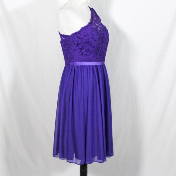 Grape Purple One Shoulder Formal Dress Y2K Style Size 8 Prom Spring Summer - Picture 3 of 10